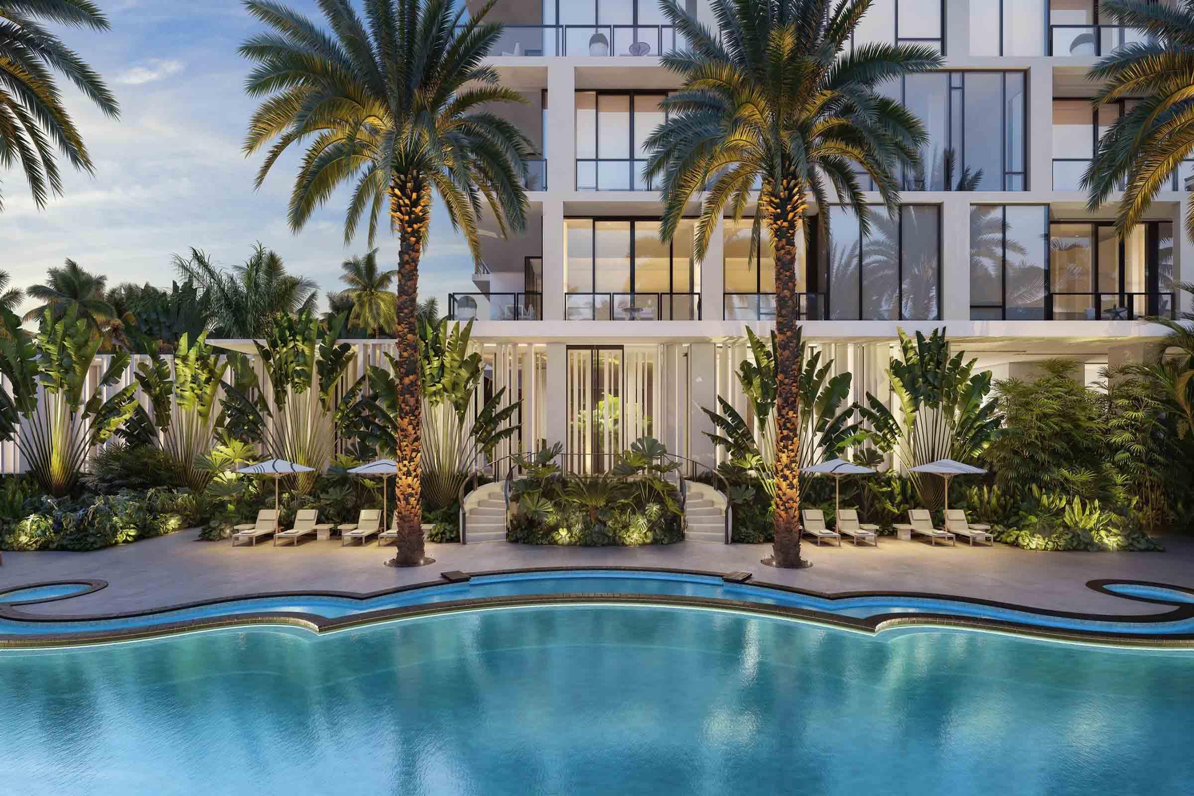 Rendering of The Raleigh Miami Beach Pool Area